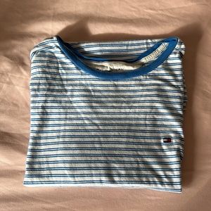blue and white stripe tommy hilfiger shirt